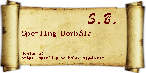 Sperling Borbála névjegykártya
